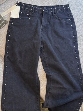Black Studded High-Waist Women’s Jeans